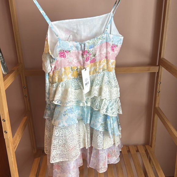 Loveshackfancy Imata Floral Silk Asymmetric-Ruffle Mini Dress - Picture 3 of 5